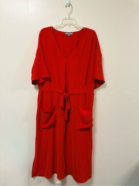 Good Luck Gem Red Midi Dress with Tie Waist